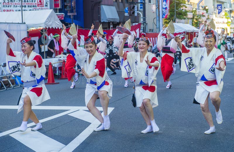 Awa Odori-Festival in Tokyo Japan stockfotografie Awa Odori-Festival in Tokyo Japan stockfotografie