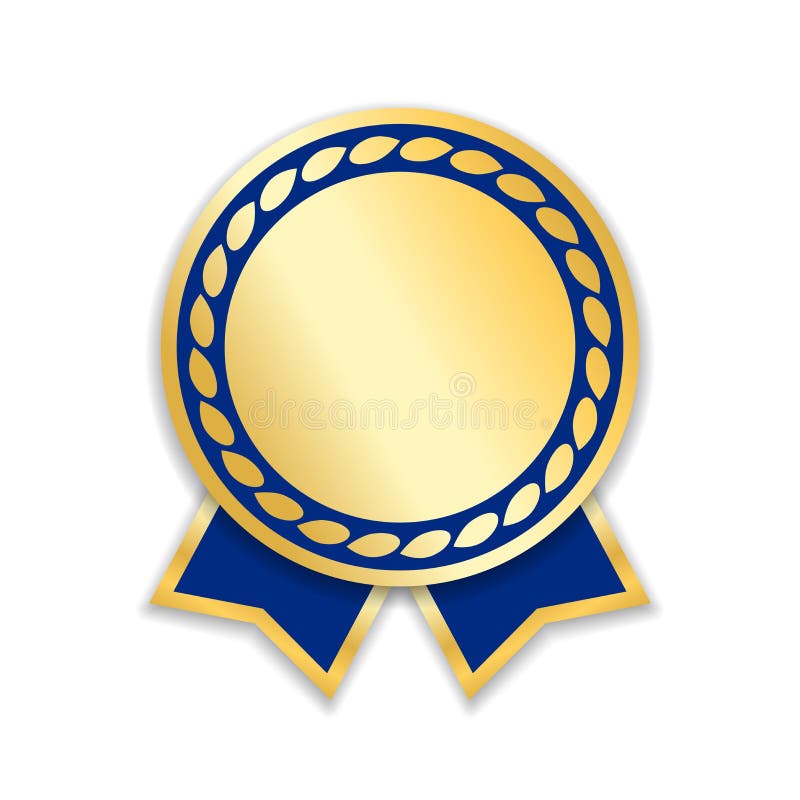 Award ribbon isolated. Gold blue design medal, label, badge, certificate. Symbol best sale, price, quality, guarantee or stock illustration