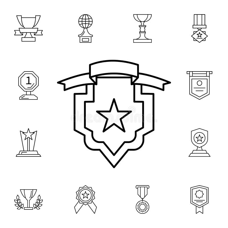 Award, Shield, Star Flat Vector Icon in Awards Pack Stock Illustration