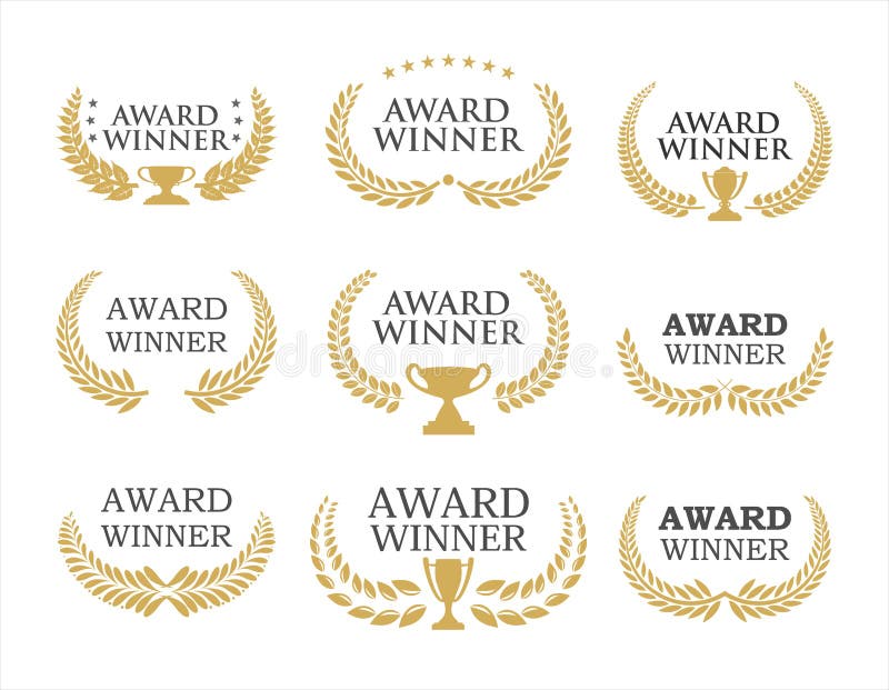 Award Winner Emblem Collection of Laurel Wreath Vector Illustration Stock Illustration
