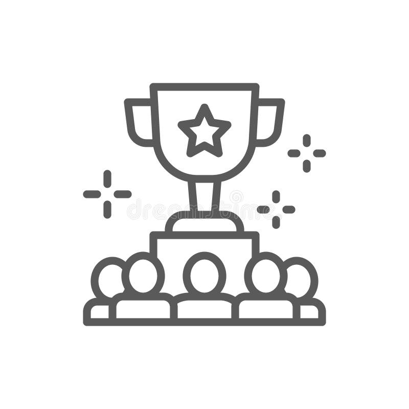 Awarding team for successful project line icon. vector illustration