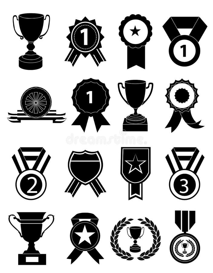 Awards medals icons set