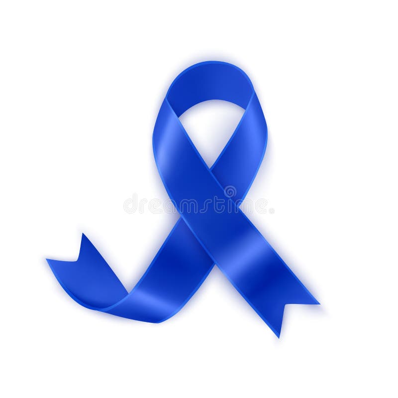 Awareness Dark Blue Ribbon Isolated on White Background, Navy Blue