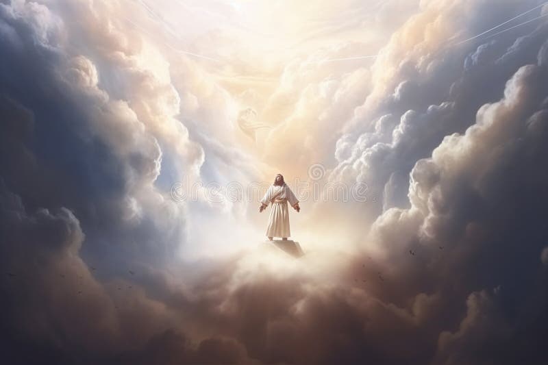 God in Heaven, Surrounded by Clouds and Rays of Light. the Artwork ...