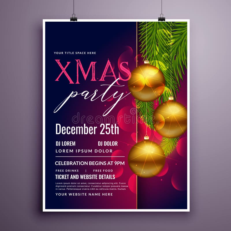 Awesome Christmas Party Flyer Poster Design Template Stock Vector ...