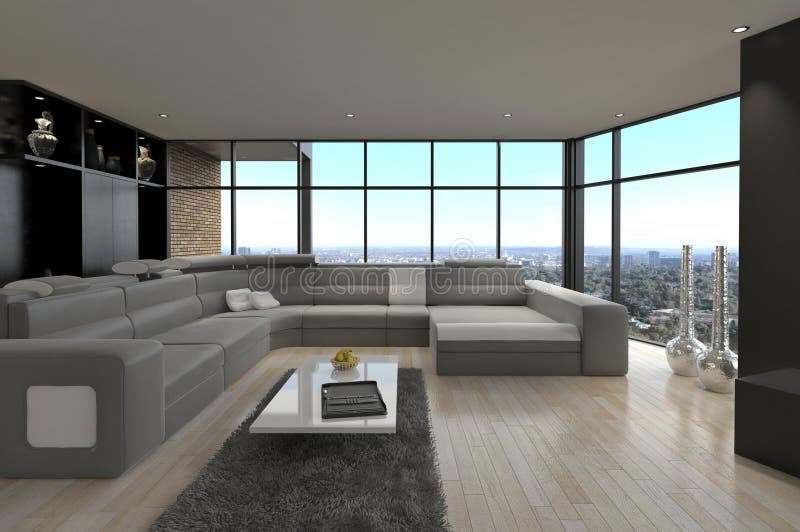 Awesome Modern Loft Living Room | Architecture Interior stock images