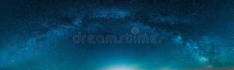 Awesome Panoramic isolated HDR Landscape view of milky way over Night sky