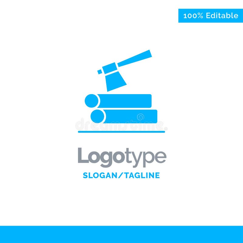 Ax, Log, Timber, Wood Blue Solid Logo Template. Place for Tagline vector illustration