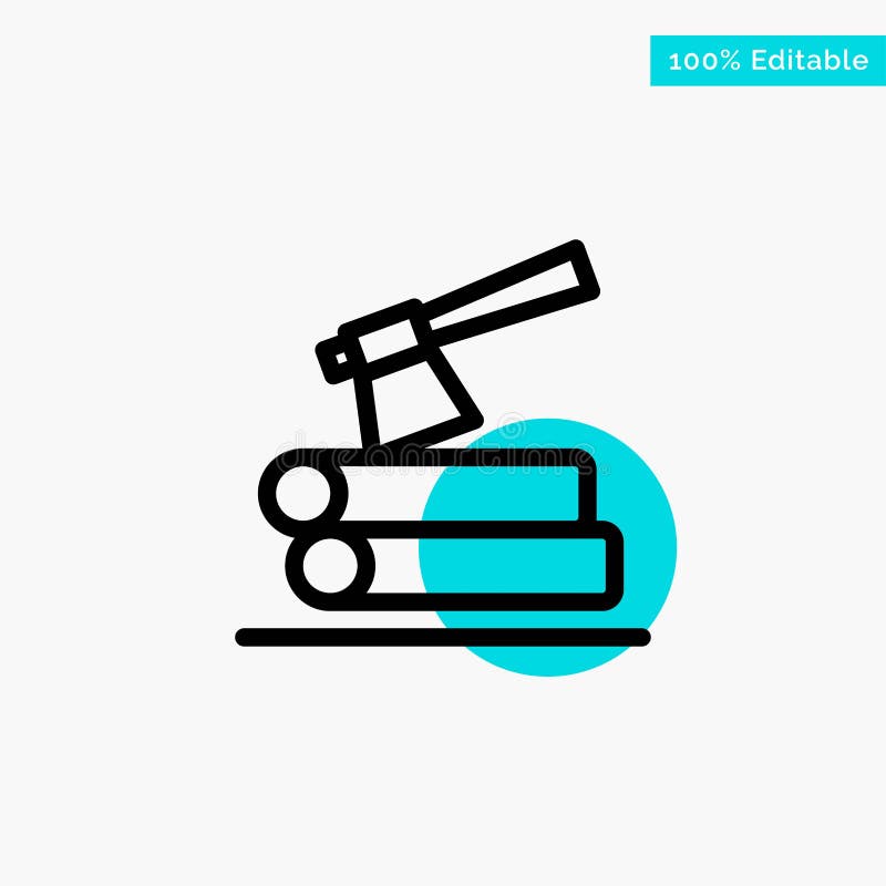 Ax, Log, Timber, Wood turquoise highlight circle point Vector icon royalty free illustration