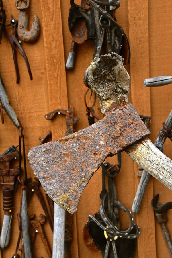 An Axe Hammer Head Display Deep Corrosion Stock Photo Image of