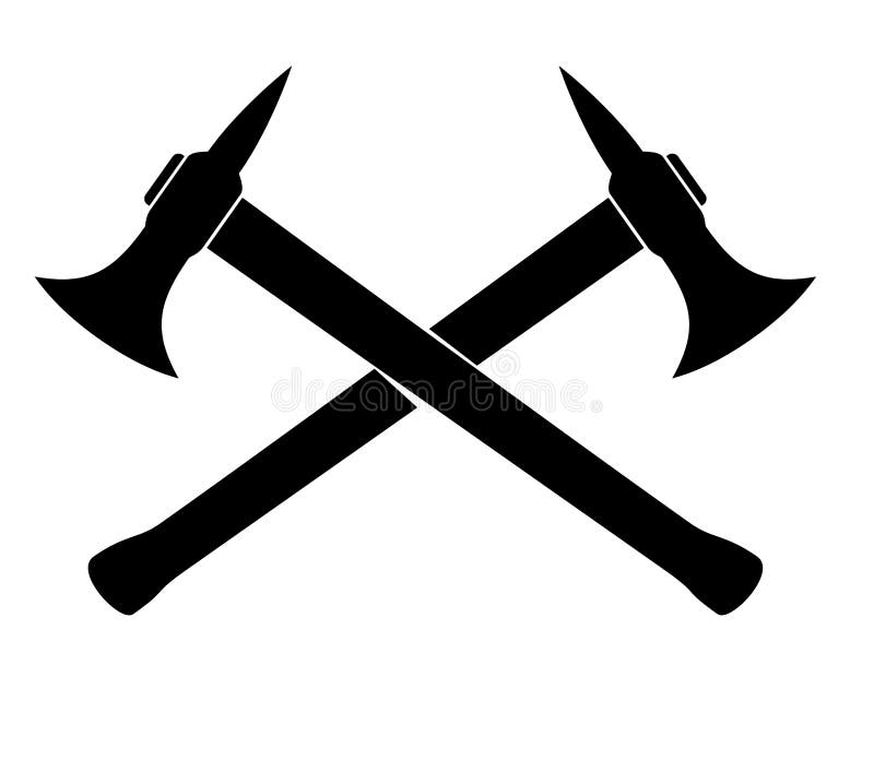 Silhouette of Crossed Firefighters Axes Stock Vector Illustration of