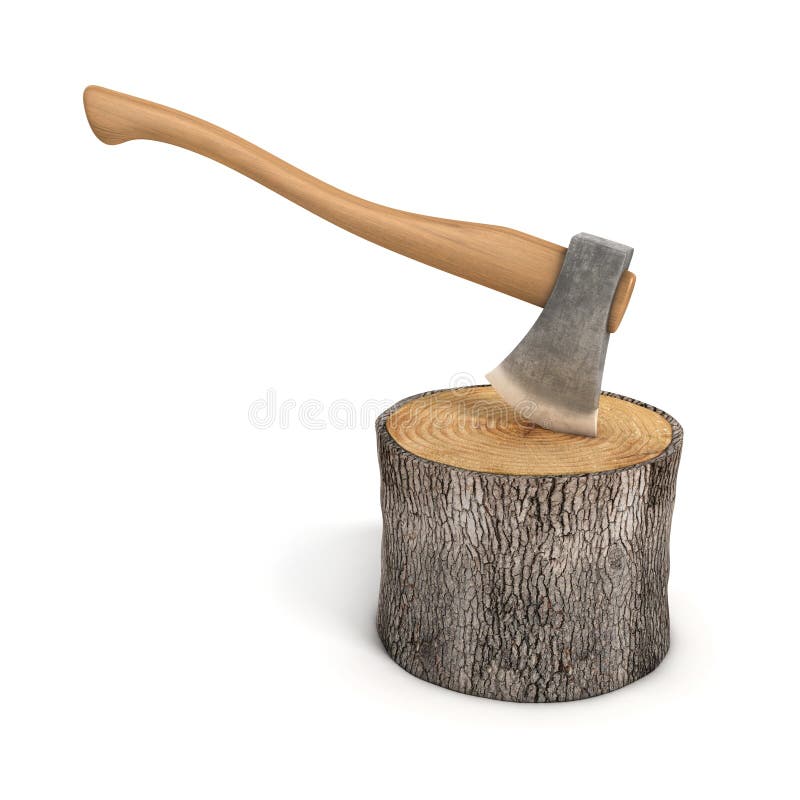 Axe in a wooden stump - log