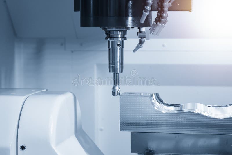 The 5axis CNC Milling Machine Cutting the Mold and Die Parts by Solid