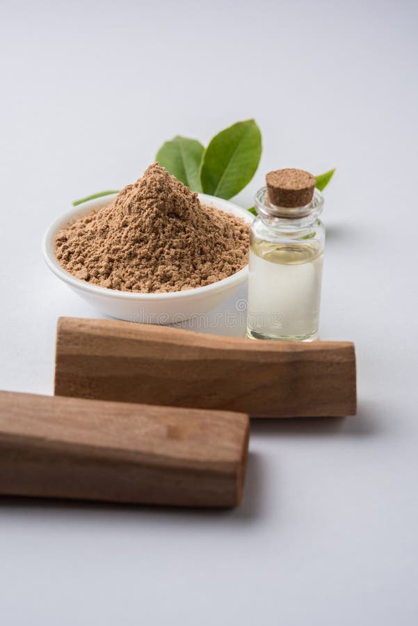 Ayurvedic sandalwood powder, oil and paste royalty free stock photos Ayurvedic sandalwood powder, oil and paste royalty free stock photos