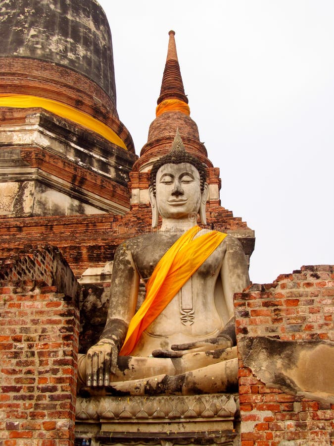 Ayutthaya ancient city ruins in Thailand, Buddha statue royalty free stock image Ayutthaya ancient city ruins in Thailand, Buddha statue royalty free stock image