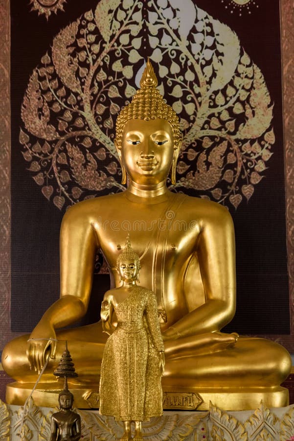 Ayutthaya, Thailand - March, 11, 2017 : Golden buddha statue in