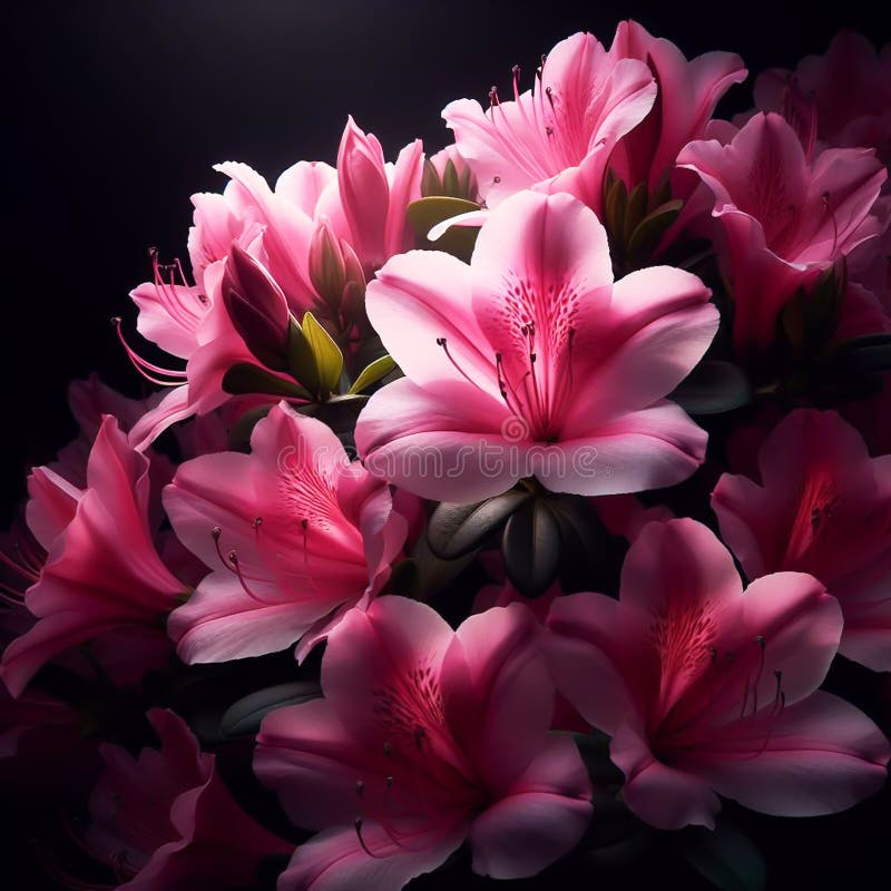 Azalea απομονωμένο σε μαύρο φόντο. άνθη και φυτά την άνοιξη. τεχνητό ελεύθερη απεικόνιση δικαιώματος