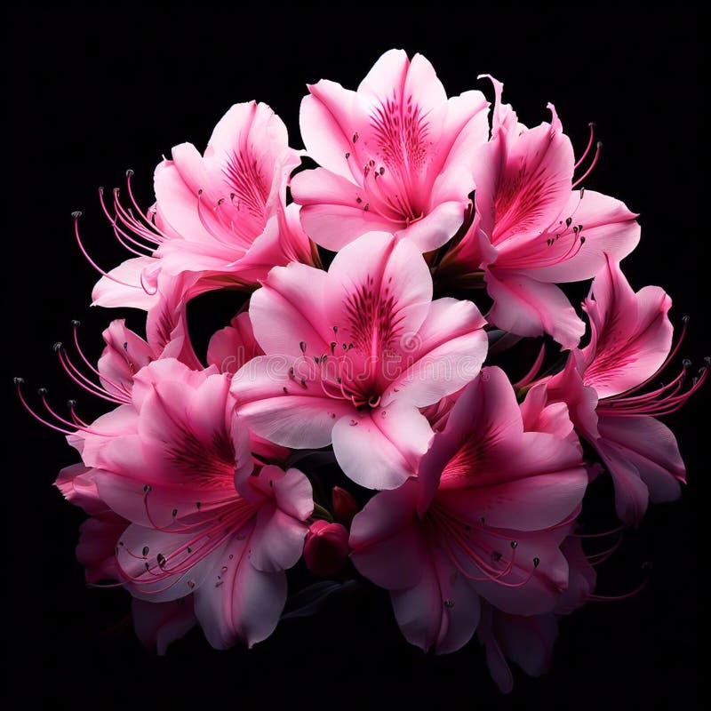 Azalea απομονωμένο σε μαύρο φόντο. άνθη και φυτά την άνοιξη. τεχνητό διανυσματική απεικόνιση
