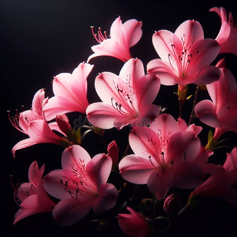 Azalea απομονωμένο σε μαύρο φόντο. άνθη και φυτά την άνοιξη. τεχνητό ελεύθερη απεικόνιση δικαιώματος