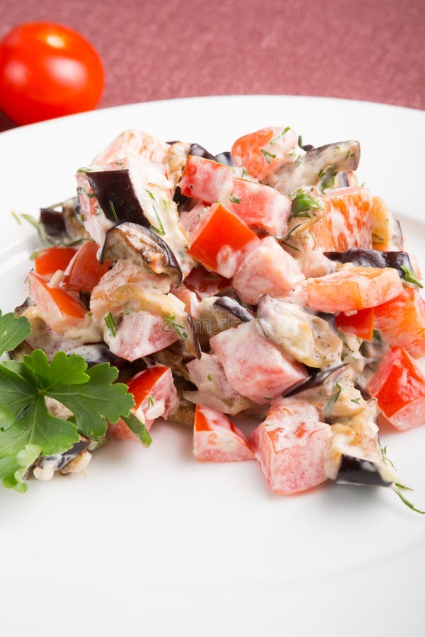 Aziatische auberginesalade royalty-vrije stock foto Aziatische auberginesalade royalty-vrije stock foto