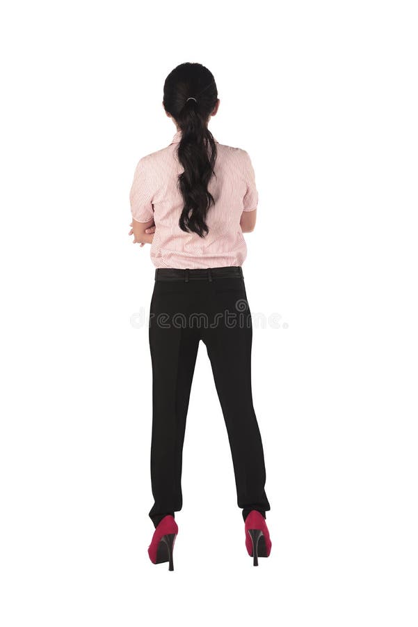 Aziatische bedrijfsvrouw die backview bevinden zich royalty-vrije stock foto Aziatische bedrijfsvrouw die backview bevinden zich royalty-vrije stock foto
