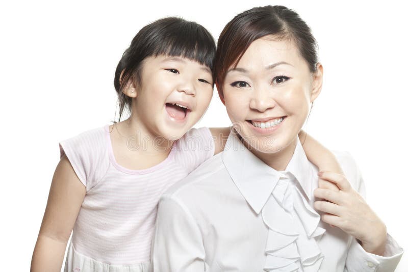 Aziatische Chinese moeder met het portret van de dochterfamilie royalty-vrije stock fotografie Aziatische Chinese moeder met het portret van de dochterfamilie royalty-vrije stock fotografie