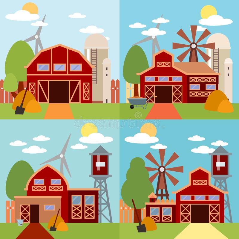 Azienda agricola nel paesaggio piano del villaggio Sfondo naturale, prodotti biologici royalty illustrazione gratis Azienda agricola nel paesaggio piano del villaggio Sfondo naturale, prodotti biologici royalty illustrazione gratis