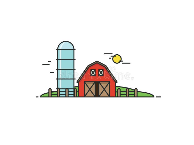 Azienda agricola nella linea stile piana Illustrazione illustrazione vettoriale Azienda agricola nella linea stile piana Illustrazione illustrazione vettoriale
