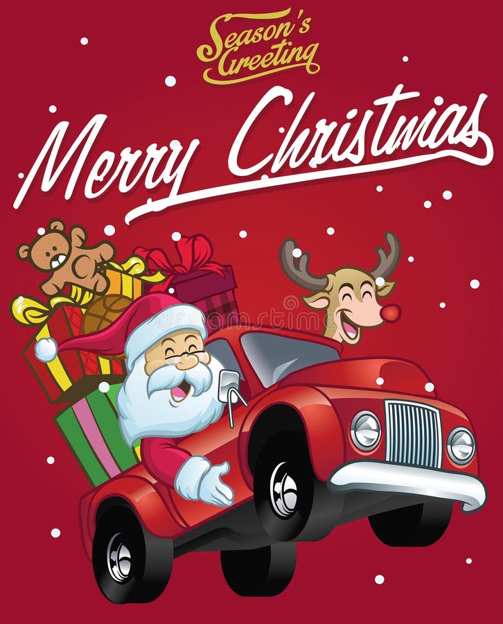 Azionamento felice del Babbo Natale un camion in pieno dei regali di natale royalty illustrazione gratis