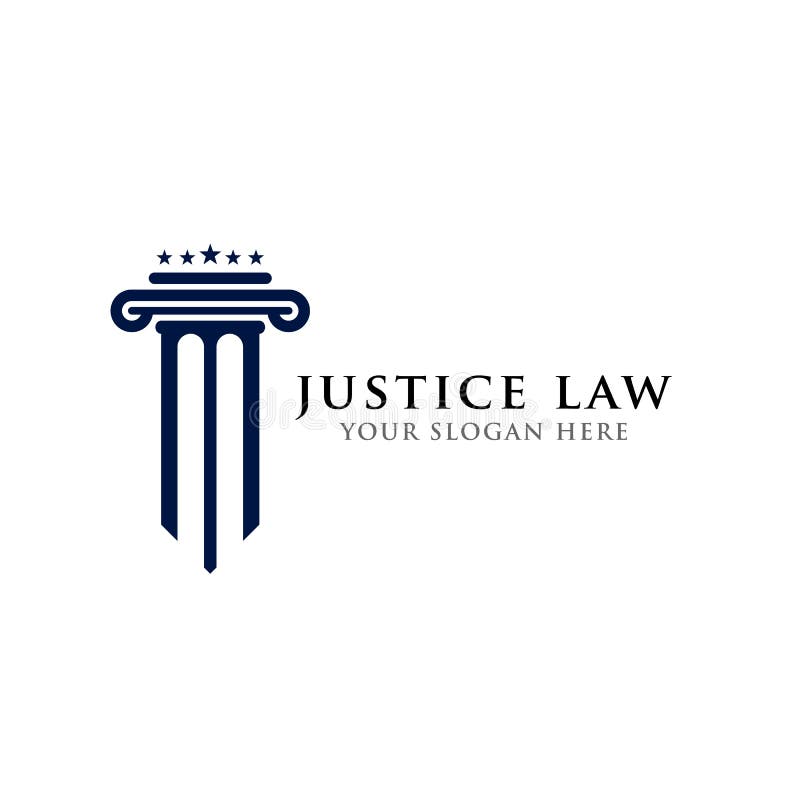 Azione di progettazione di logo di legge della giustizia icona di vettore dell'illustrazione di forma delle stelle e della colonn