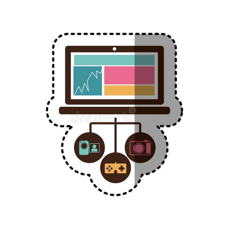 azione variopinte dell'icona del database server del computer portatile di tecnologia dell'autoadesivo illustrazione di stock azione variopinte dell'icona del database server del computer portatile di tecnologia dell'autoadesivo illustrazione di stock