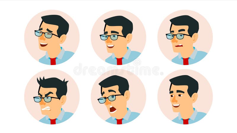 Azjatyccy charakteru Avatar wektoru ludzie biznesu Asiatic mężczyzna twarz, emocje Ustawiać Kreatywnie Avatar Placeholder kresków ilustracja wektor Azjatyccy charakteru Avatar wektoru ludzie biznesu Asiatic mężczyzna twarz, emocje Ustawiać Kreatywnie Avatar Placeholder kresków ilustracja wektor