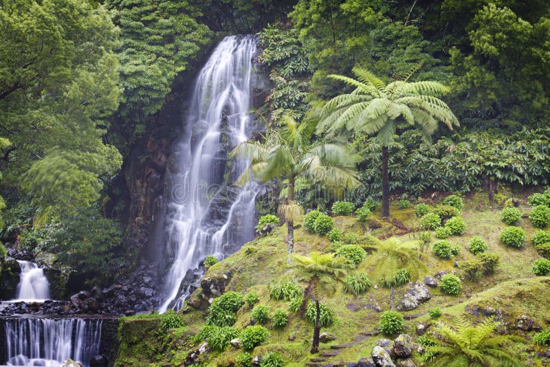 Waterfall in SÃ£o Miguel island in Azores. Waterfall in SÃ£o Miguel island in Azores.