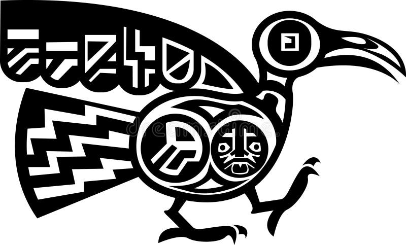 Aztec Bird Stencil Wn Two Variants Stock Vector - Illustration of ...