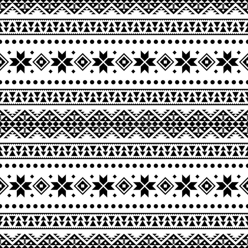 Aztec Ethnic Seamless Pattern Design in Black and White Color. Ethnic ...
