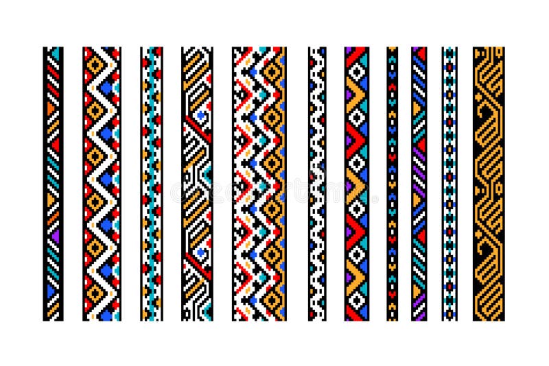 Aztec etnic geometric colorat, fără sudură, setează chenare vectoriale vector illustration