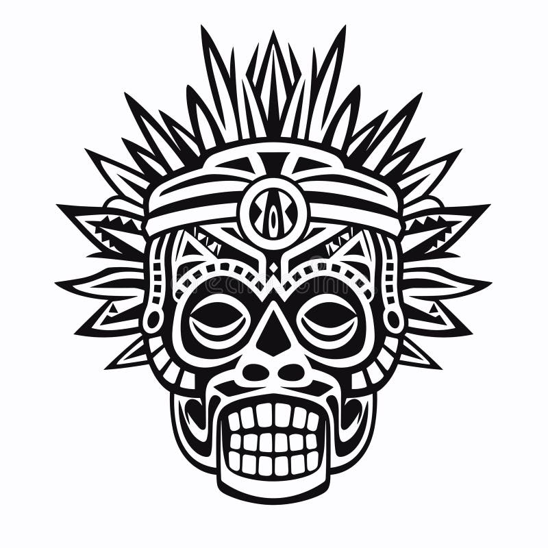 Aztec Face Mask Vector Illustration. Ancient Mayan Mask Stock ...