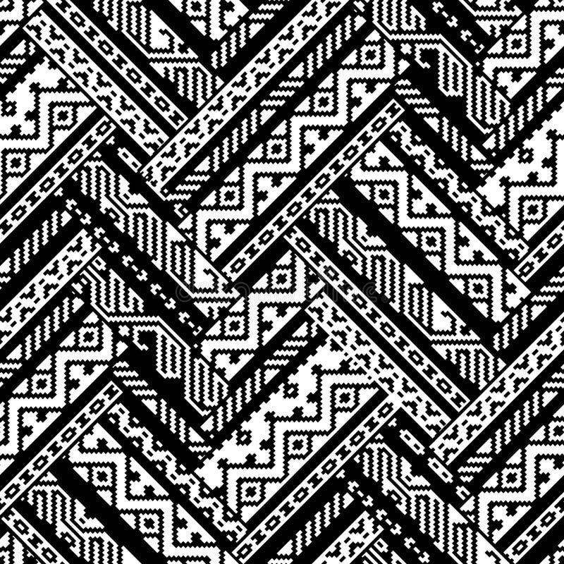 Aztec geometric aztec etnic aztec aztec, negru și alb zig zag, fără sudură vector illustration