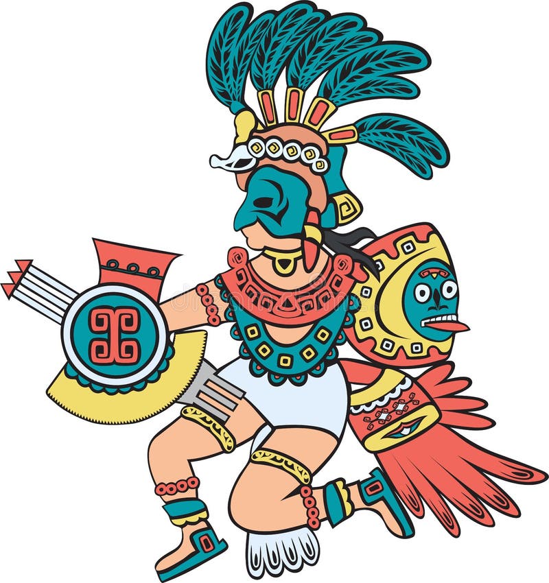 Aztec god, color version stock vector. Illustration of mesoamerican ...