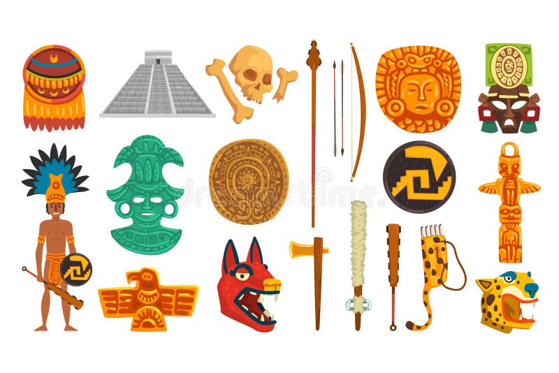 Aztec Animals Mexican Tribals Symbols Maya Graphic Objects Native Ethnicity  Drawings Recent Vector Aztec Civilization Set Stock Illustration - Download  Image Now - iStock