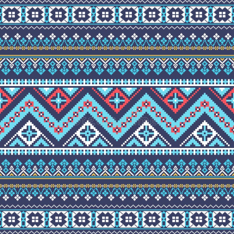 Aztec pixel seamless pattern. Ideal for printing onto fabric, paper, web design. vector illustration