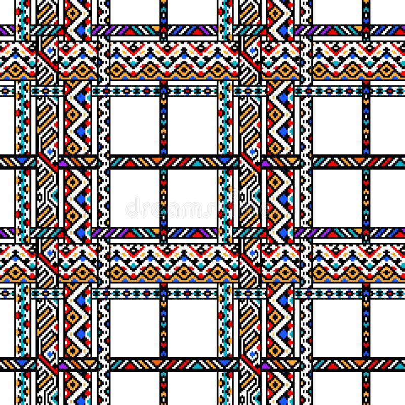 Aztec tartan etnic geometric colorat, fără sudură royalty free illustration