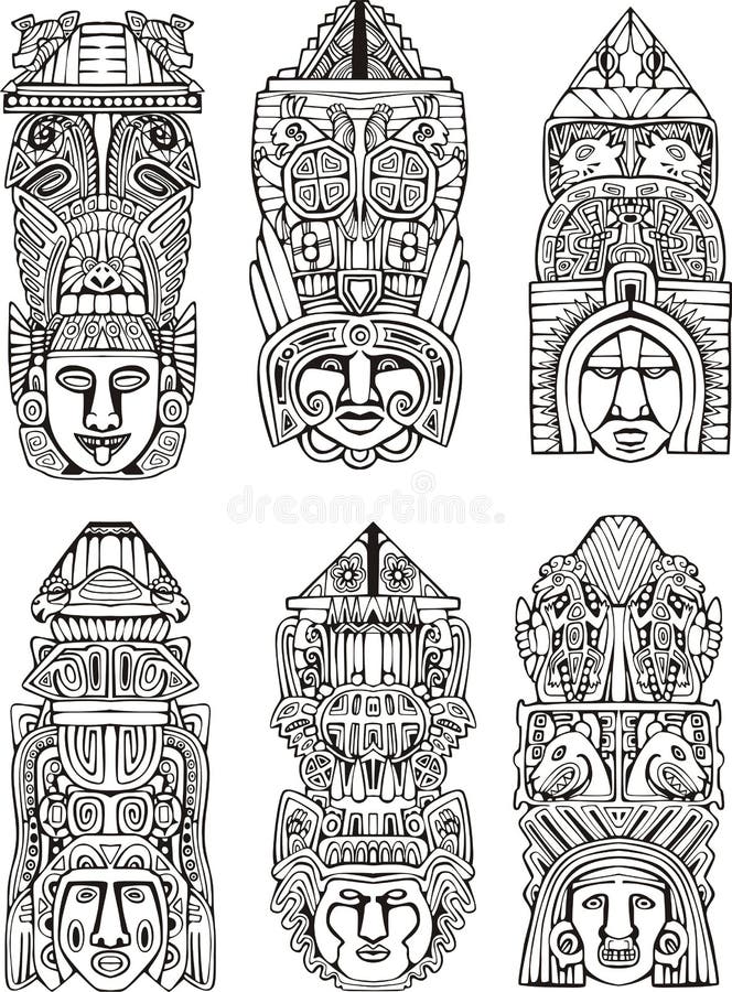 Aztec totem poles