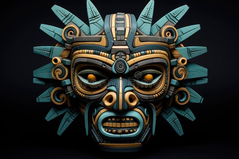 Alliance ? Inattendue ! [Brain-Superman] - Page 2 Aztec-traditional-ceremonial-mask-black-background-warrior-mask-tribal-totem-aztec-inspired-mask-showcasing-intricate-detailing-298498882