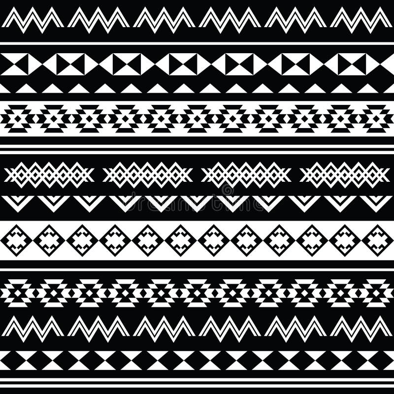 Tribal Seamless Pattern, Aztec Black and White Background Stock ...