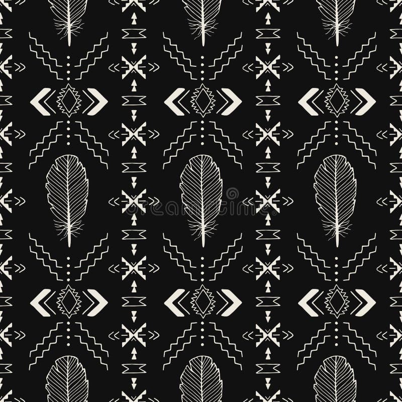 Azteca hecho a mano blanco y negro, modelo inconsútil de Boho stock de ilustración Azteca hecho a mano blanco y negro, modelo inconsútil de Boho stock de ilustración