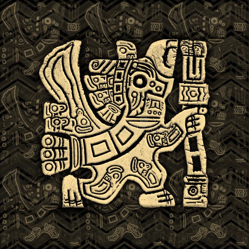 Azteke-Eagle Warrior Grunge-Flachrelief stock abbildung Azteke-Eagle Warrior Grunge-Flachrelief stock abbildung
