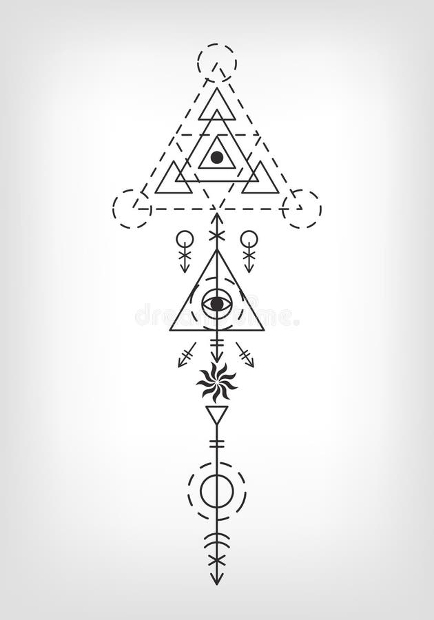 Aztekisches Tätowierungszeichen der heiligen Geometrie stock abbildung Aztekisches Tätowierungszeichen der heiligen Geometrie stock abbildung