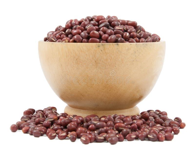 Azuki Beans Red Beans on Wood Cup Isolated Stock Image Image of