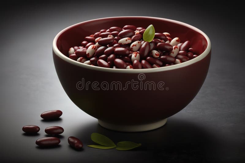 Azuki Japan Red Beans in a Bowl, AI Generated Stock Illustration